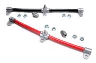 This is a 14\" Harness Assembly for
3/8\" stud-type battery. It includes 4 hex serrated flange nuts
and 1 charging post.